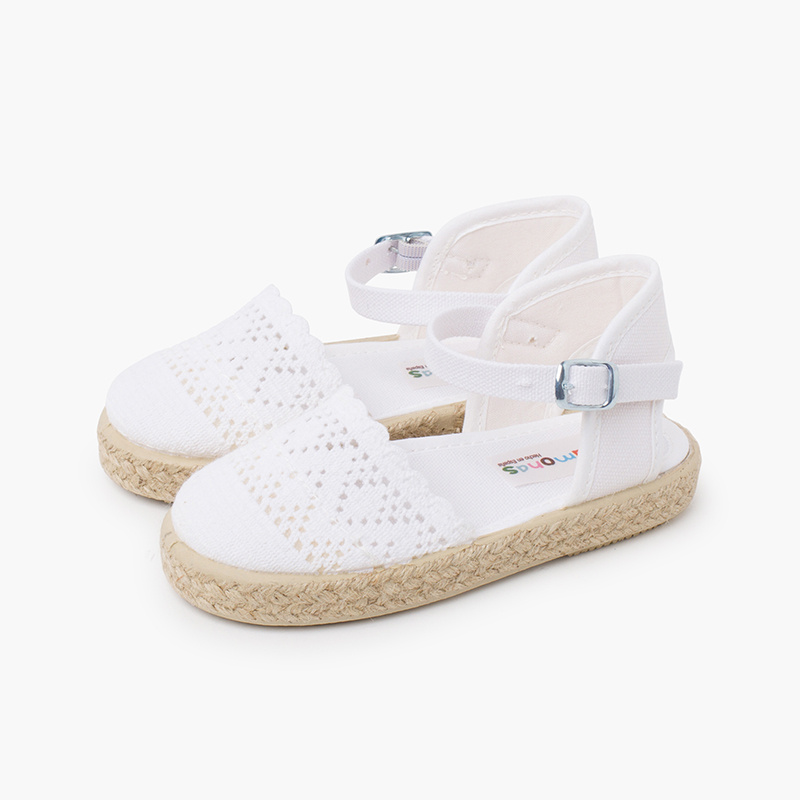 alpargata calada con hebilla blanco