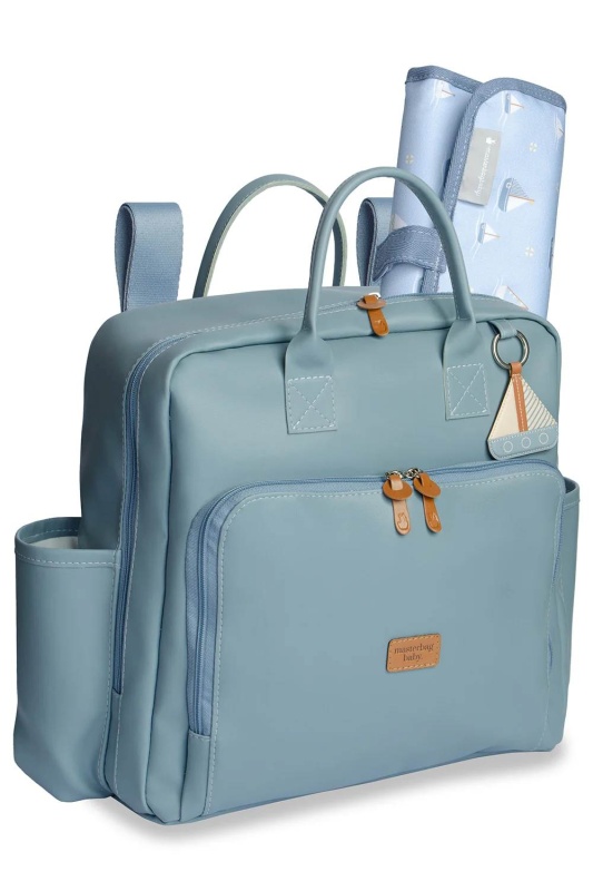 mochila vintage azul