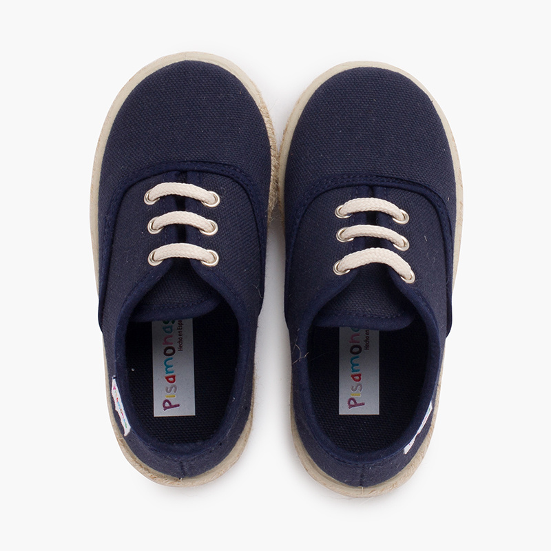 zapatillas lonas cordones alpargata azul marino