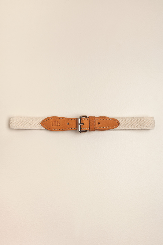 cinto elastizado cuero natural beige