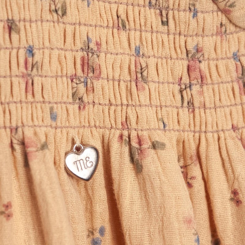 vestido en gasa estampado miel