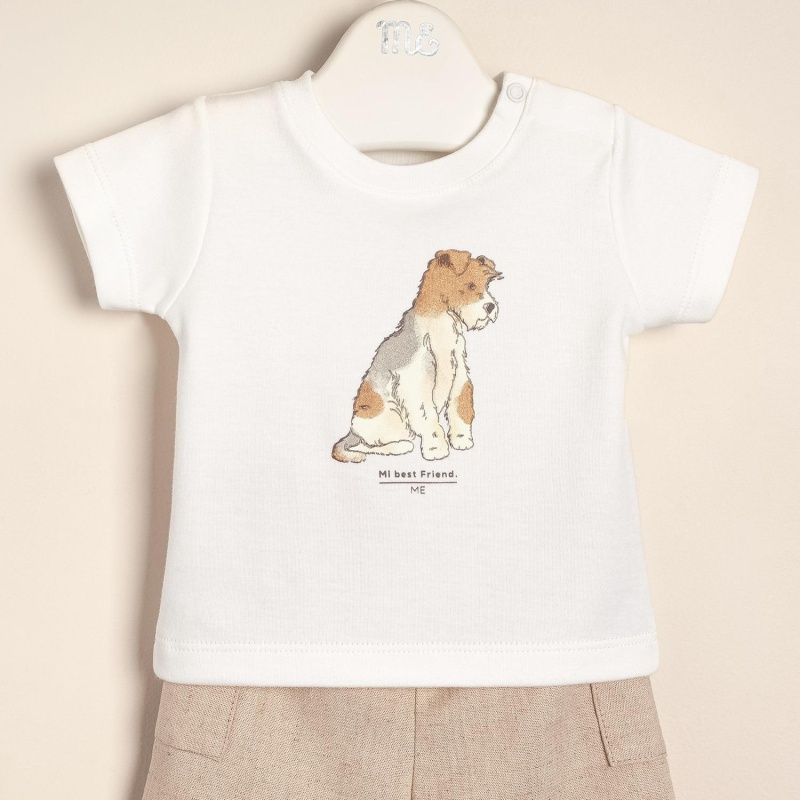 conjunto de remera estampada con short de lino