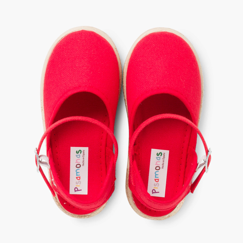alpargata niña con hebilla rojo