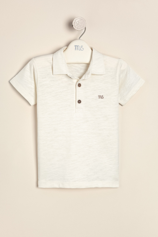 remera flame con cuello polo crudo