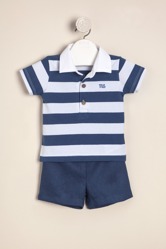 conjunto rayado con cuello polo y logo bord ciro