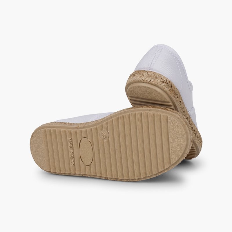 zapatillas niños suela y cordones yute blanco