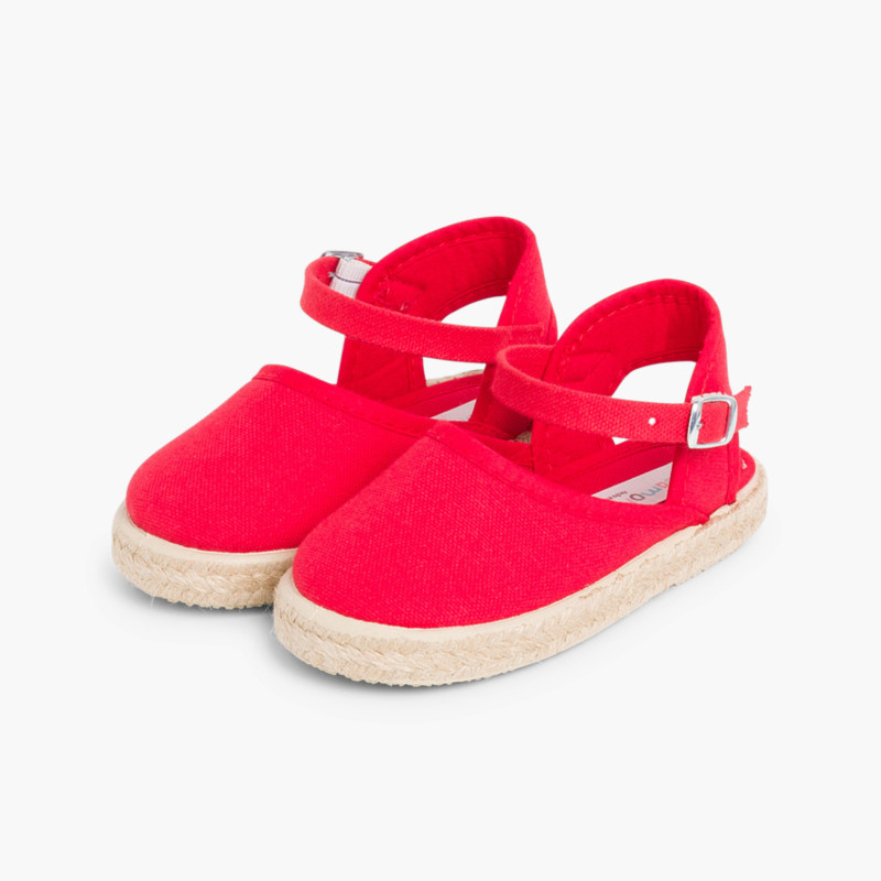 alpargata niña con hebilla rojo