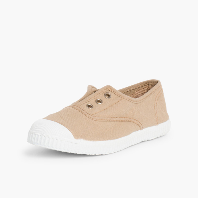 zapatillas lona sin cordones arena