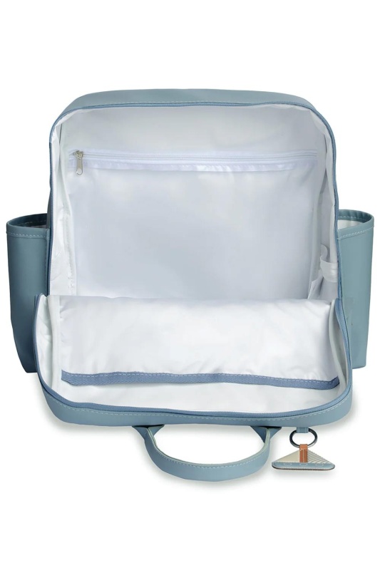 mochila vintage azul