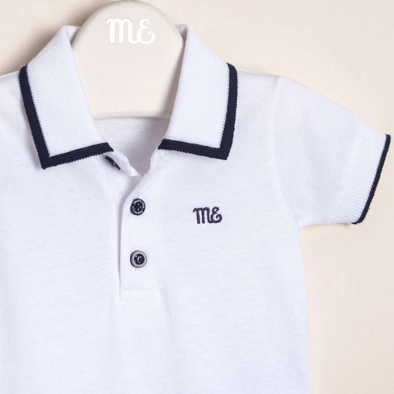 body con cuello tejido y logo bord giorgio bco/az