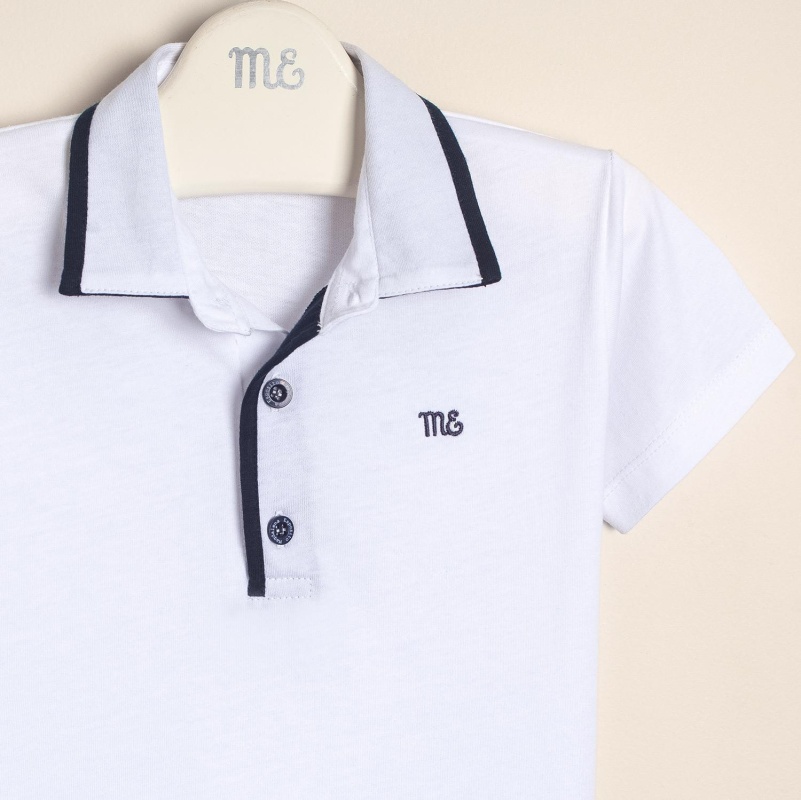 remera con cuello combinado bco/az