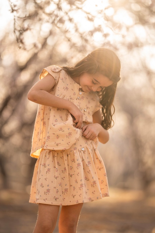 pollera en gasa estampado miel