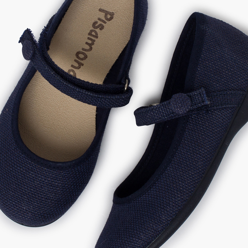 merceditas lino tira adherente boton azul