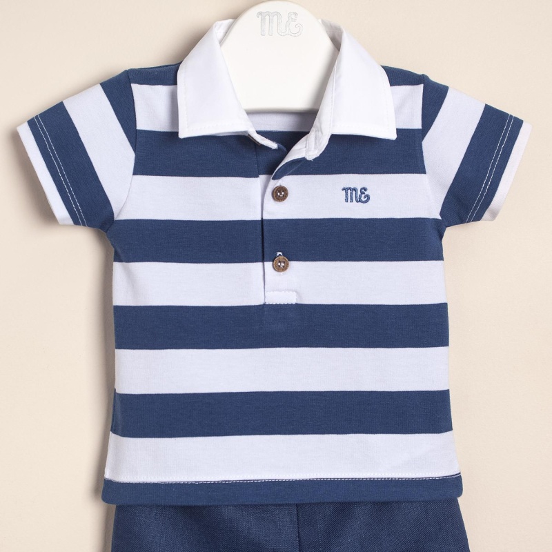 conjunto rayado con cuello polo y logo bord ciro