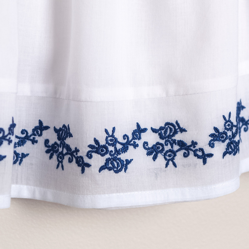 vestido de voile de la india bordado bco/azul