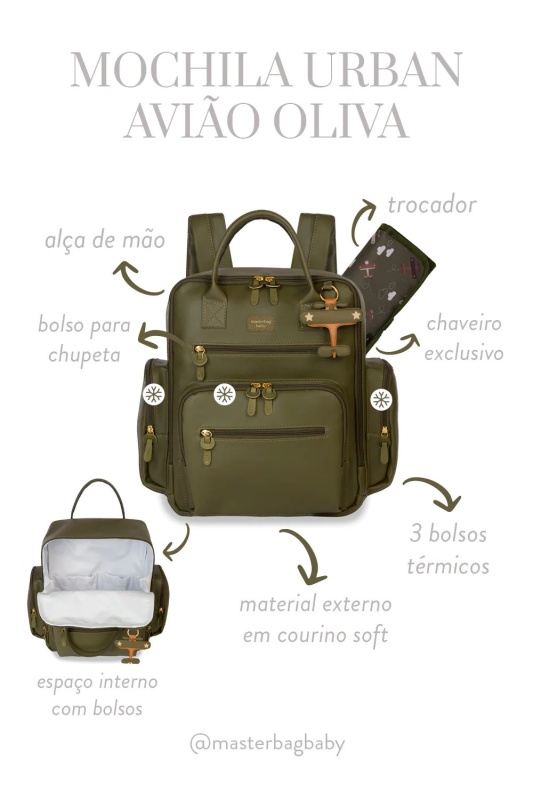 mochila urban avion oliva
