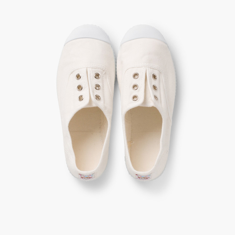 zapatillas lona sin cordones blanco
