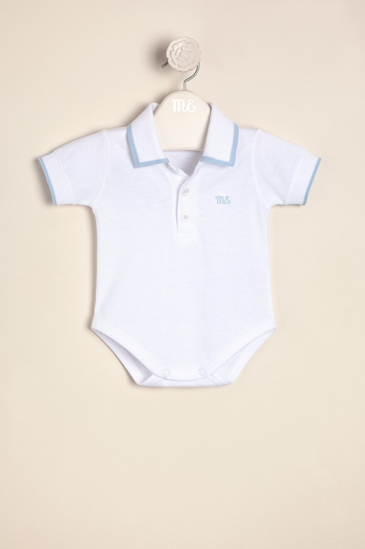 body con cuello tejido y logo bord giorgio bco/cel