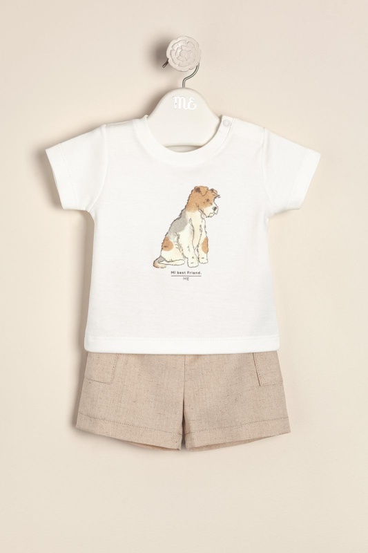 conjunto de remera estampada con short de lino