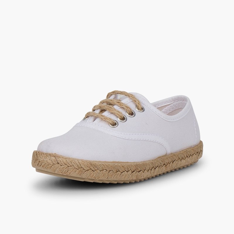 zapatillas niños suela y cordones yute blanco