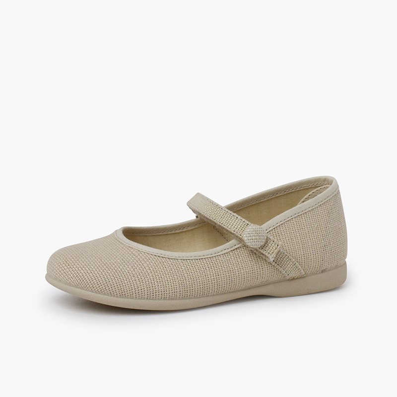 merceditas lino tira adherente boton taupe