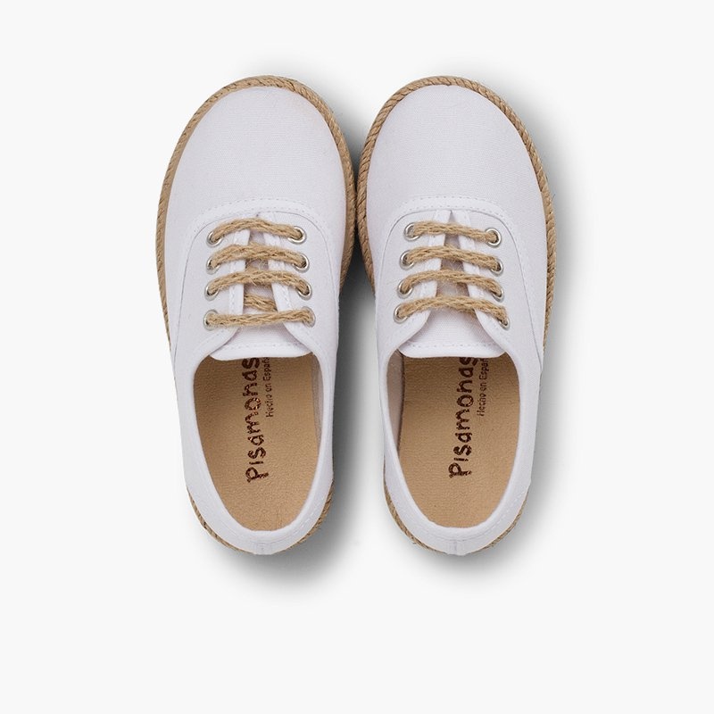 zapatillas niños suela y cordones yute blanco
