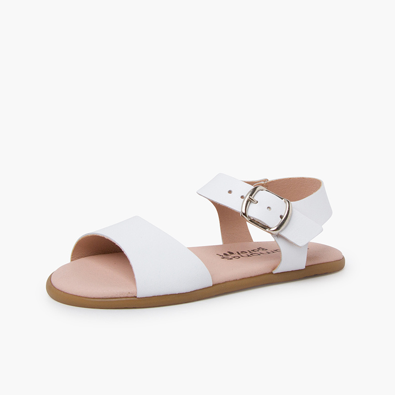 sandalias barefoot hebilla blanco