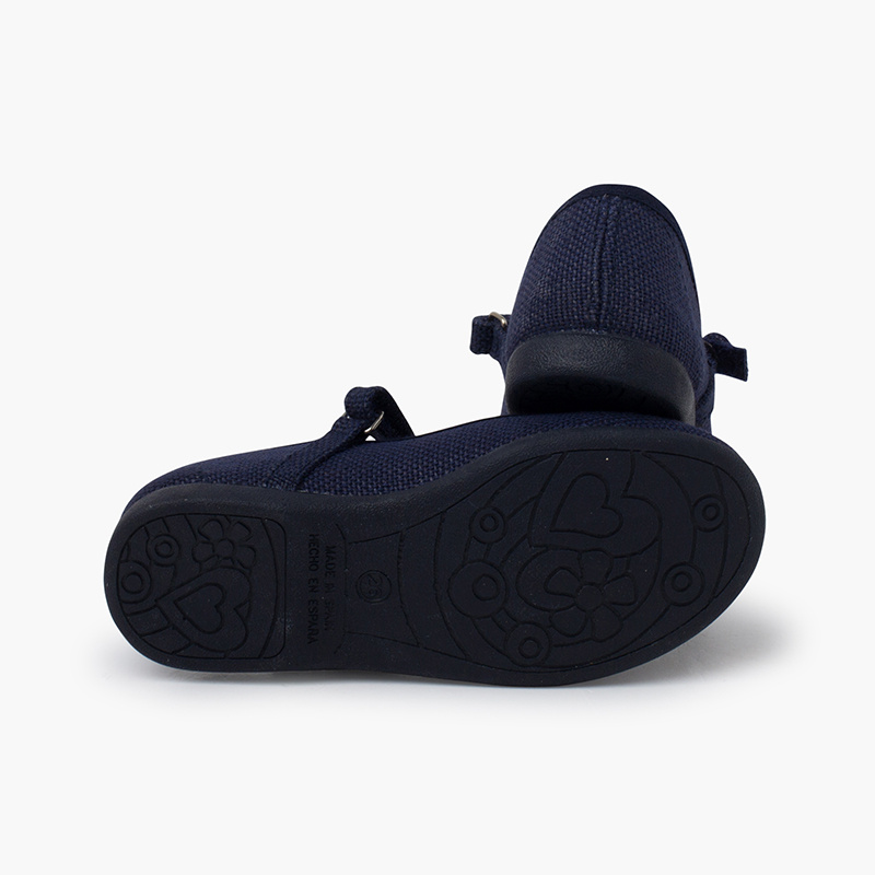 merceditas lino tira adherente boton azul