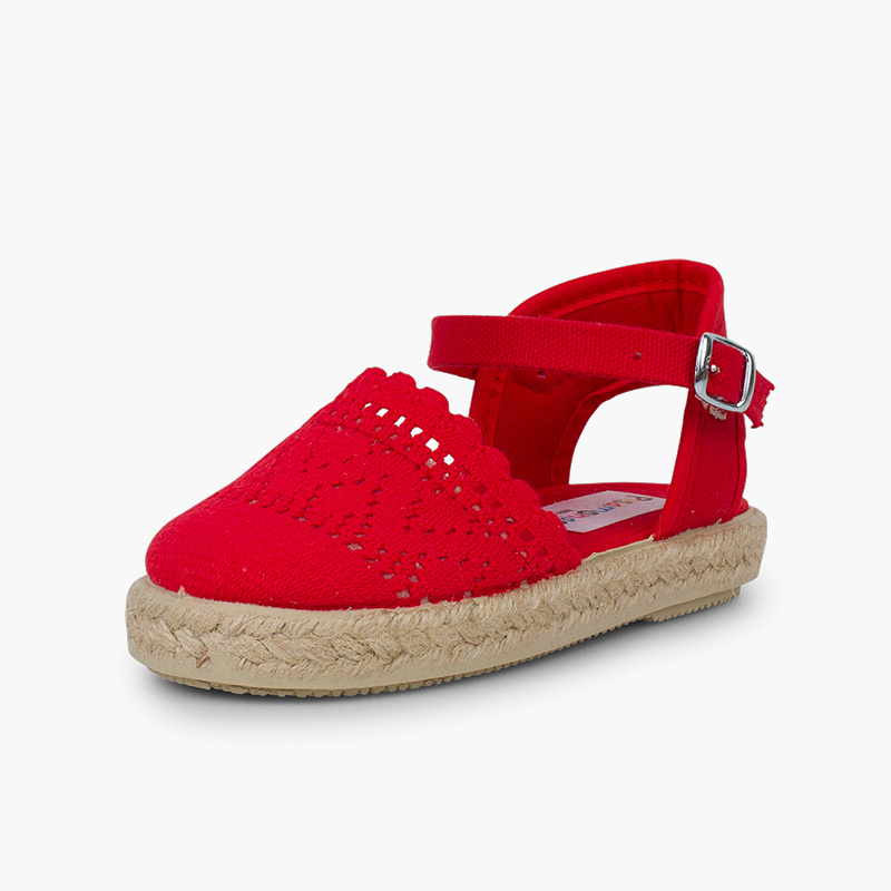 alpargata calada con hebilla rojo