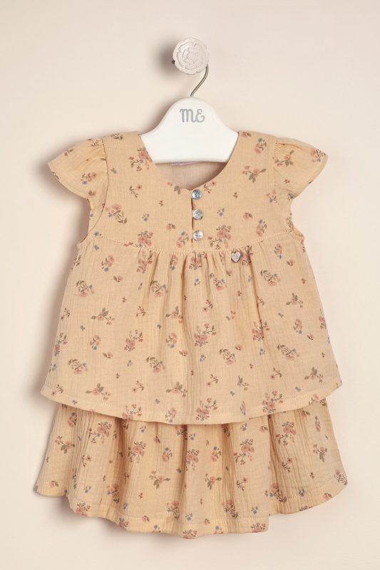 pollera en gasa estampado miel