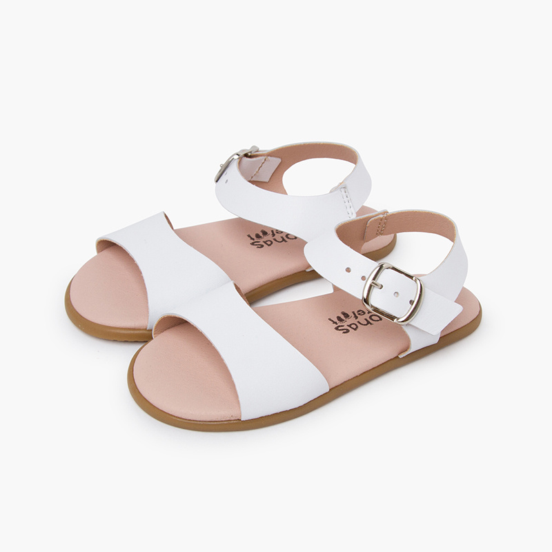 sandalias barefoot hebilla blanco