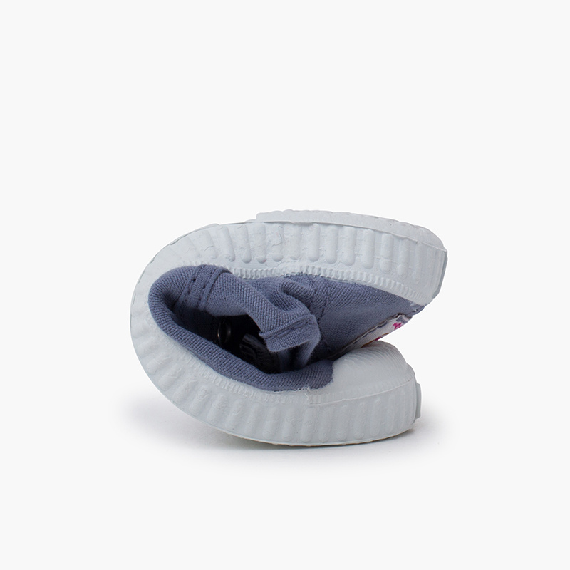 zapatillas lona sin cordones azul