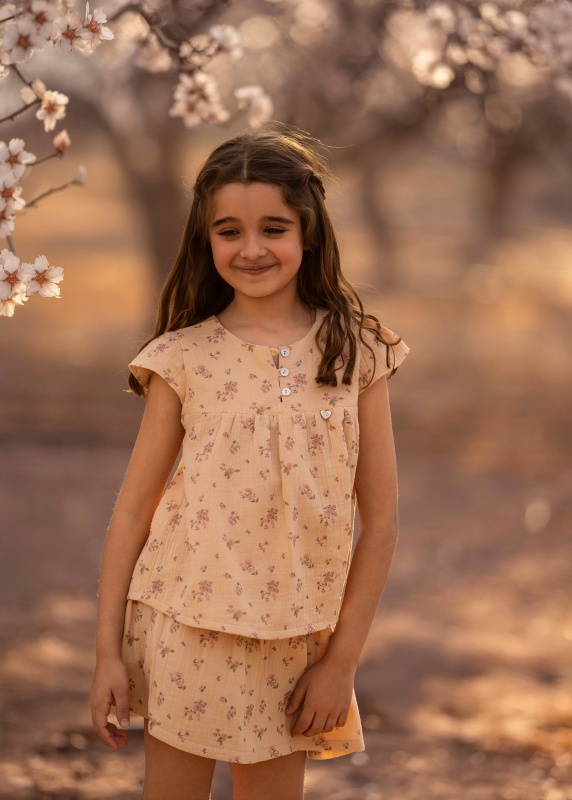 pollera en gasa estampado miel