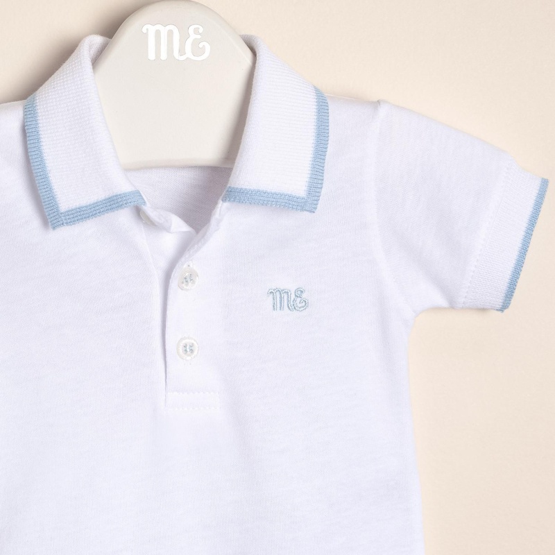 body con cuello tejido y logo bord giorgio bco/cel