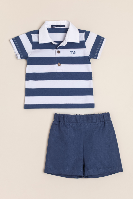 conjunto rayado con cuello polo y logo bord ciro