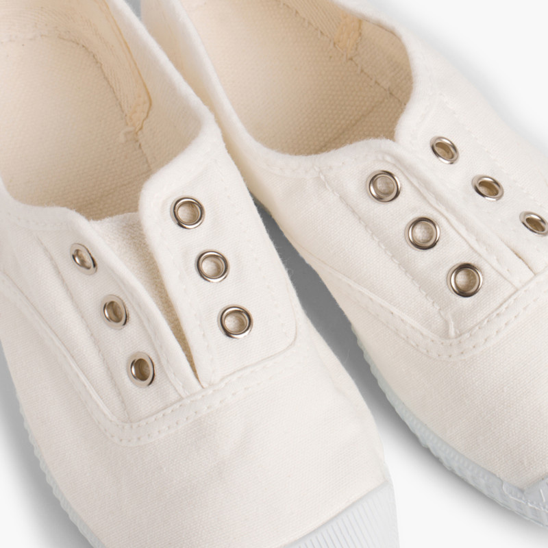 zapatillas lona sin cordones blanco
