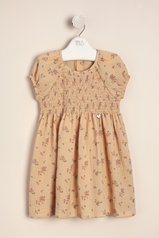 vestido en gasa estampado miel