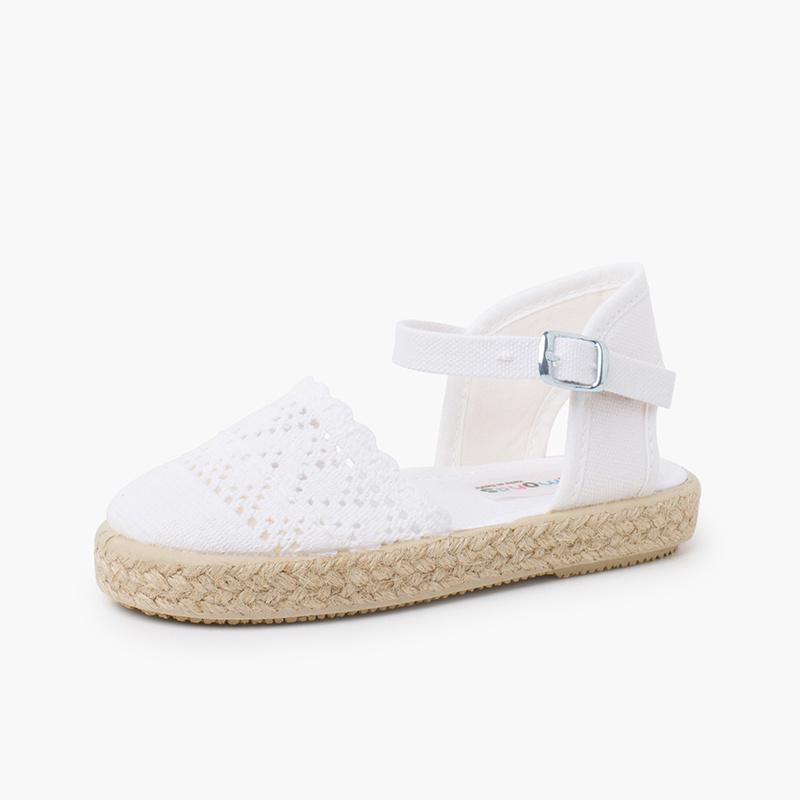 alpargata calada con hebilla blanco