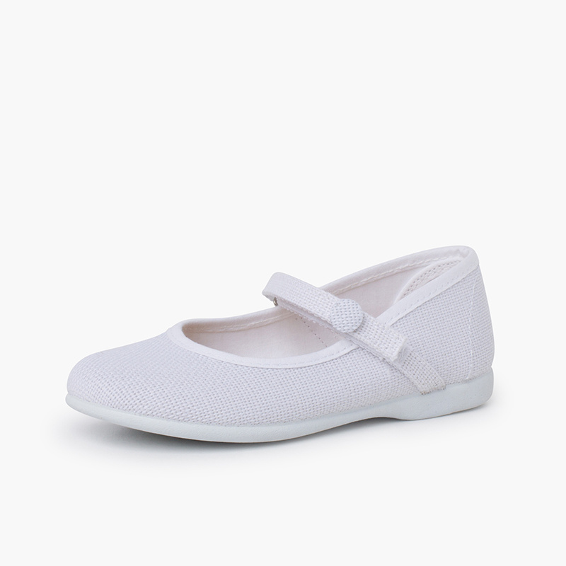 merceditas lino tira adherente boton blanco