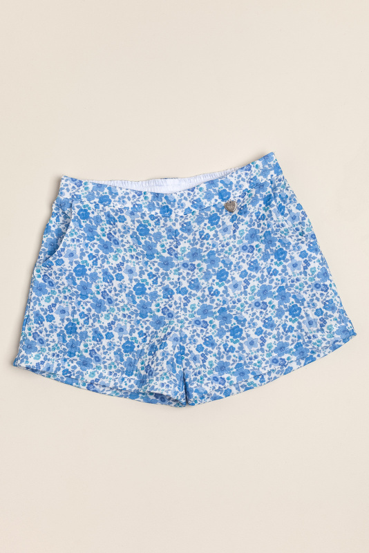 short de gasa doble estampa garden blue