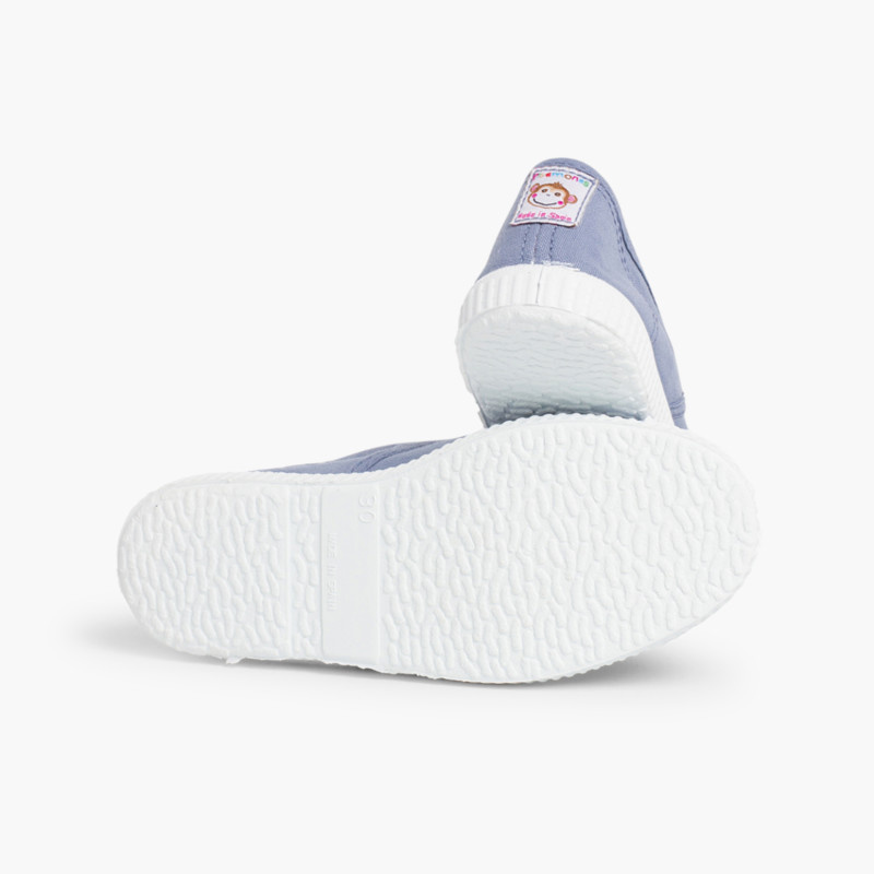 zapatillas lona sin cordones azul