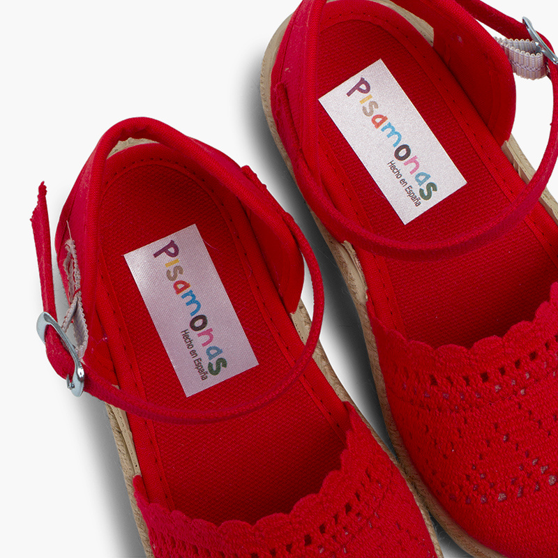 alpargata calada con hebilla rojo