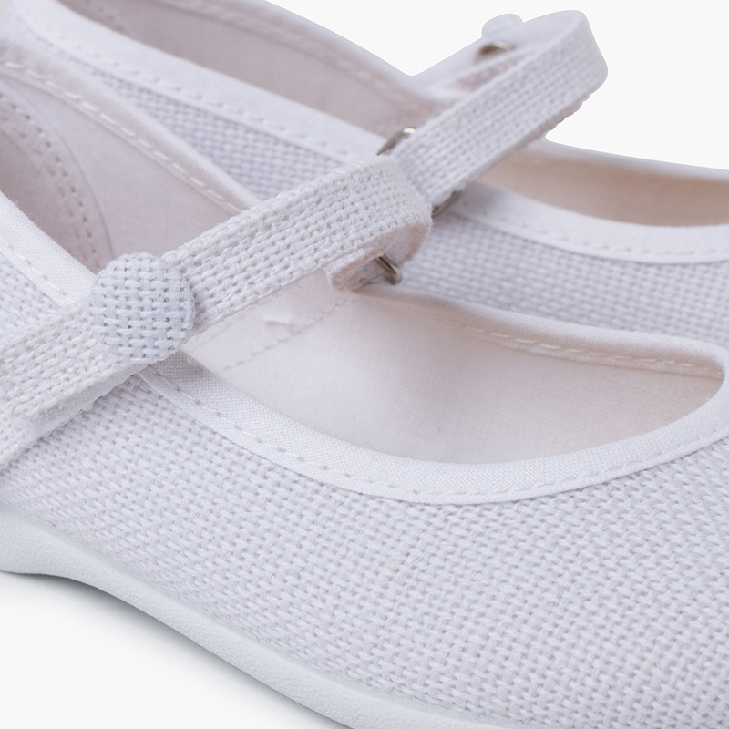 merceditas lino tira adherente boton blanco