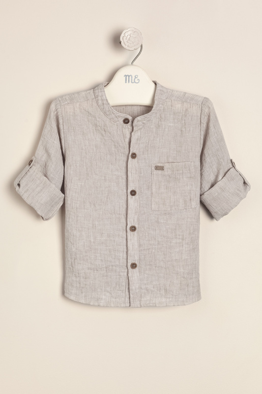 camisa de gasa manga beige