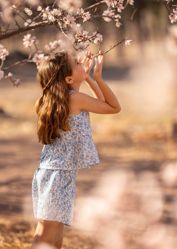 short de gasa doble estampa garden blue