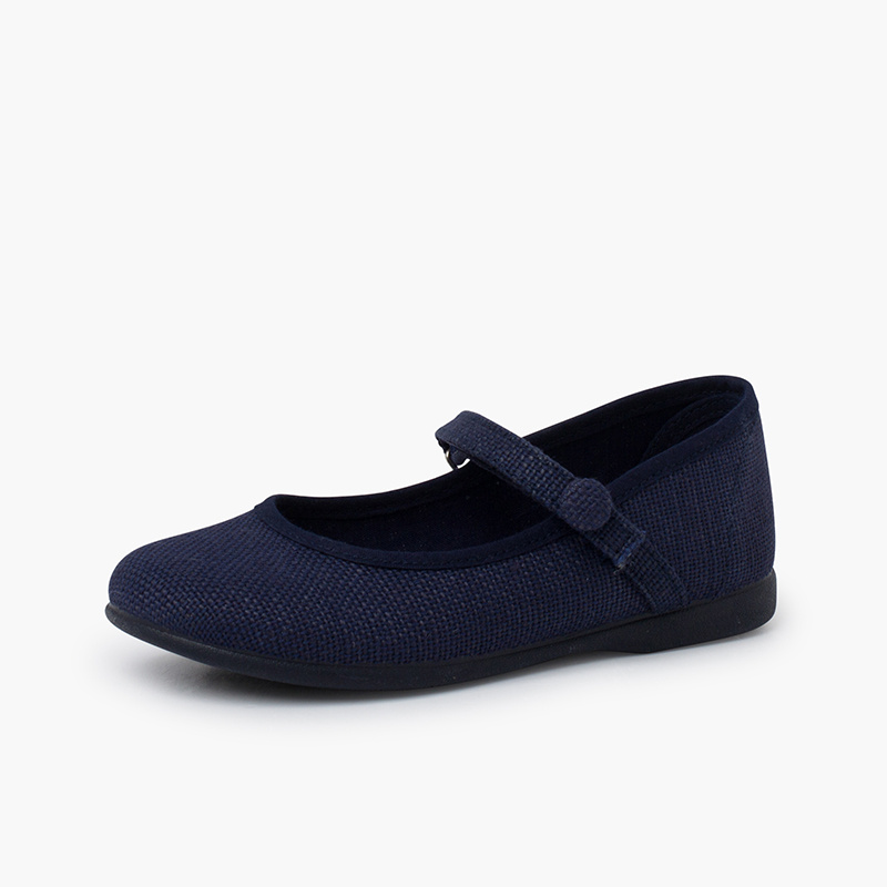 merceditas lino tira adherente boton azul