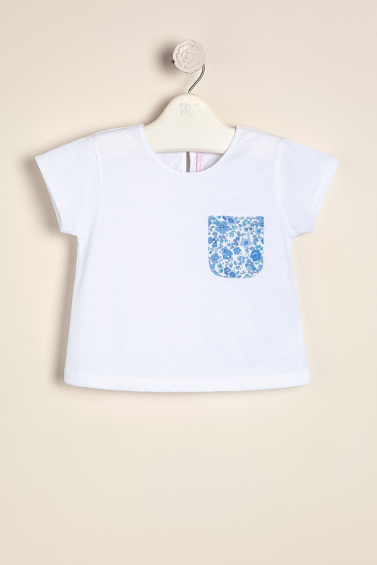remera con bolsillito de liberty garden blue