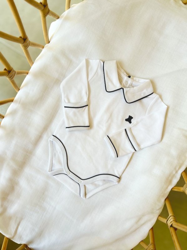 body cuello pico ml blanco/az