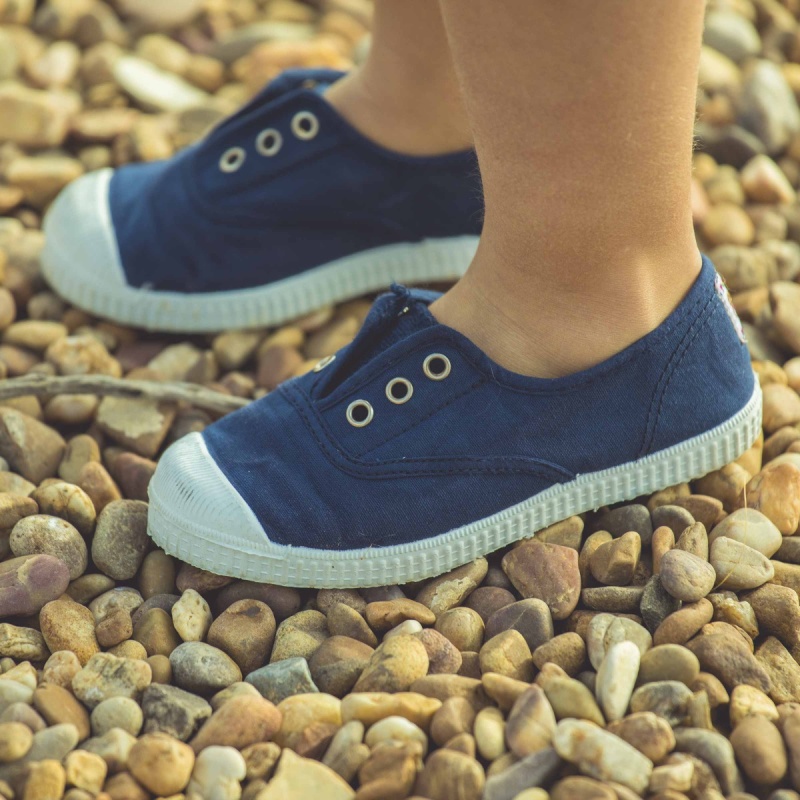 zapatillas lona punta goma azul marino