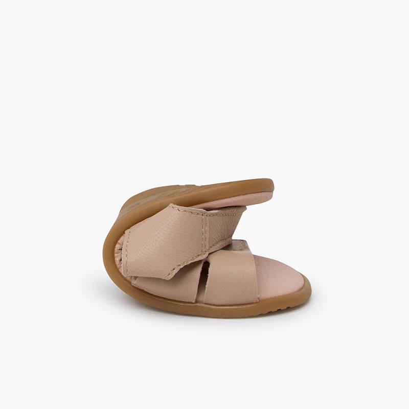 sandalias barefoot piel adherente beige